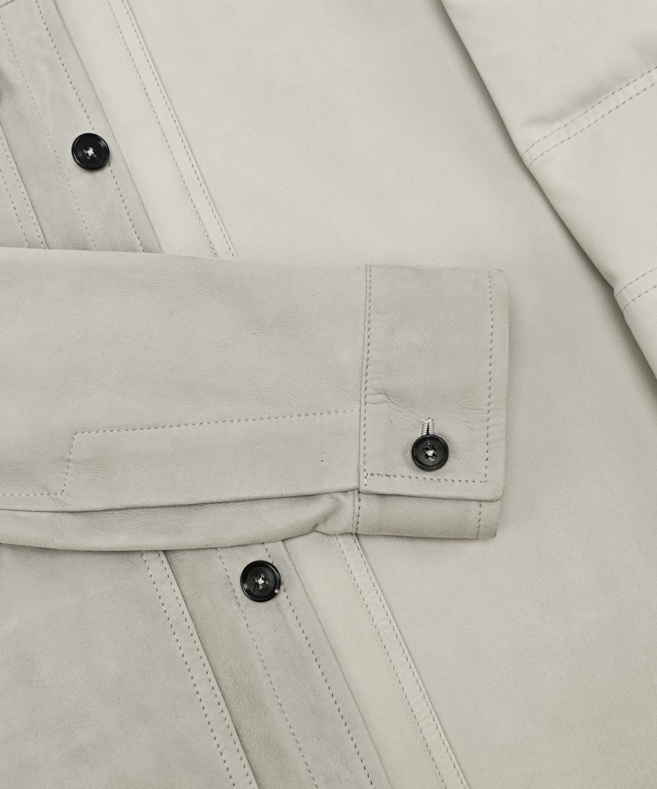 5500$ ISAIA NAPOLI Ice Gray Overshirt Jacket 100% Suede Lambskin Leather
