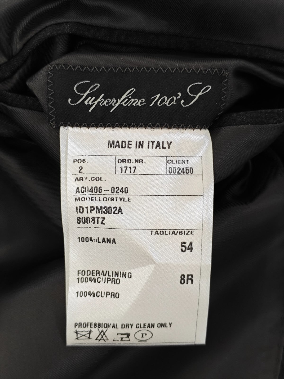 $1800 RAFFAELE CARUSO Dark Gray Hand-Sewn Suit Fine Wool 100's 44 US / 54 EU  8R