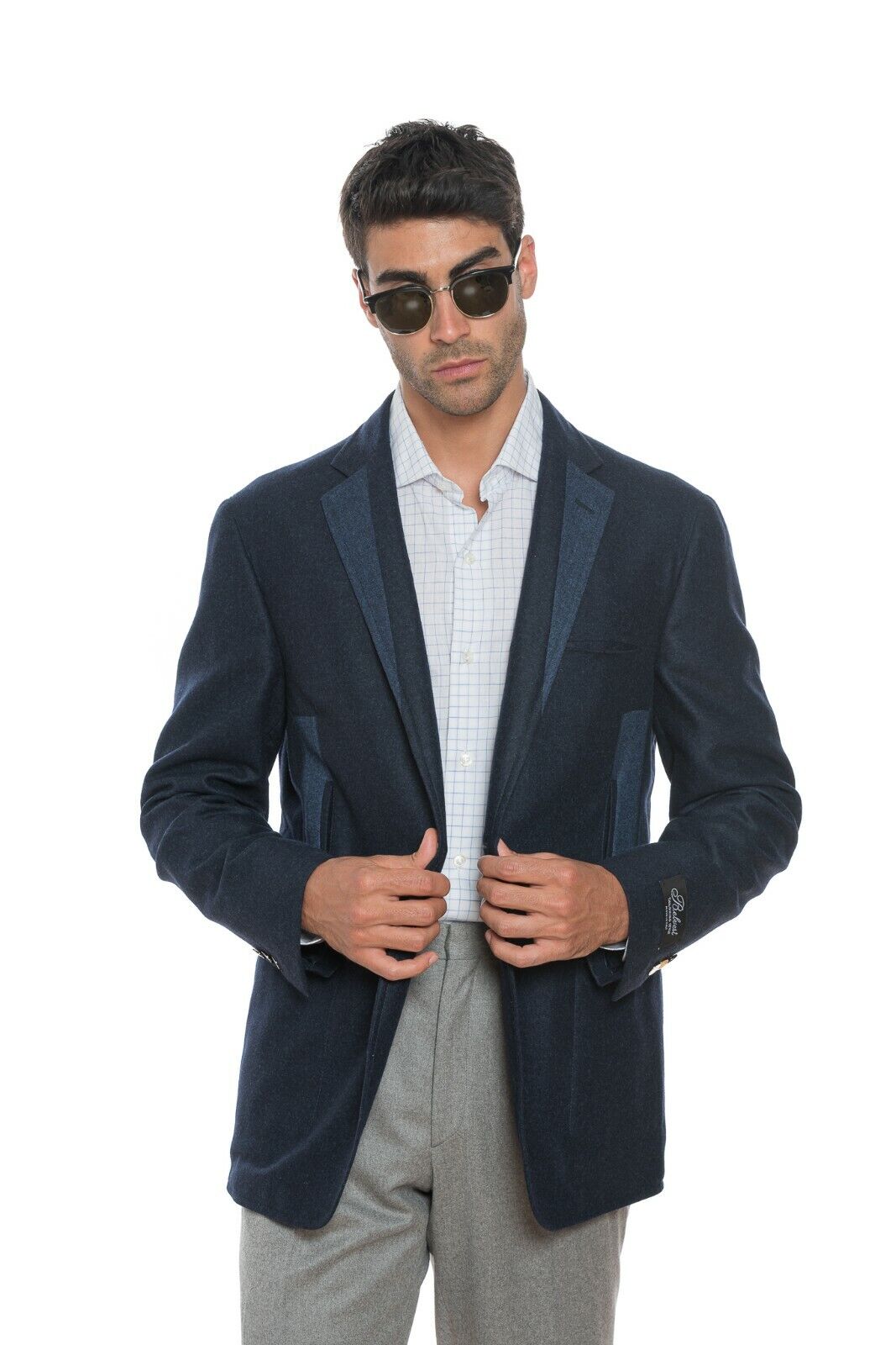 $2650 BELVEST Blue Blazer Jacket Flannel Wool 40 US / 50 EU 7R JACKETINTHEBOX