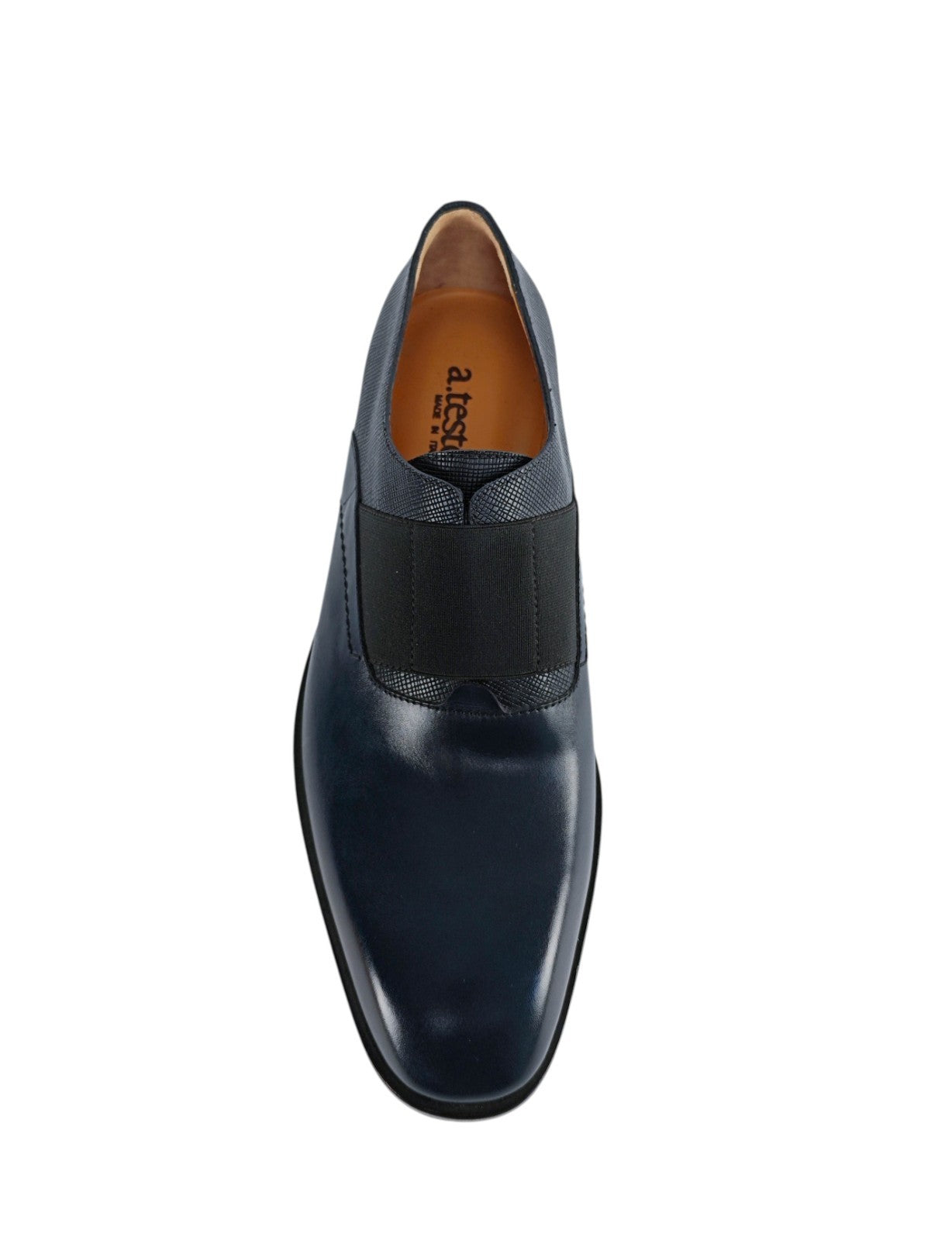 1250$ TESTONI 1929 Slip On Shoes Lux Calf Saffiano Elastic Navy 8 UK 9 US 42 IT