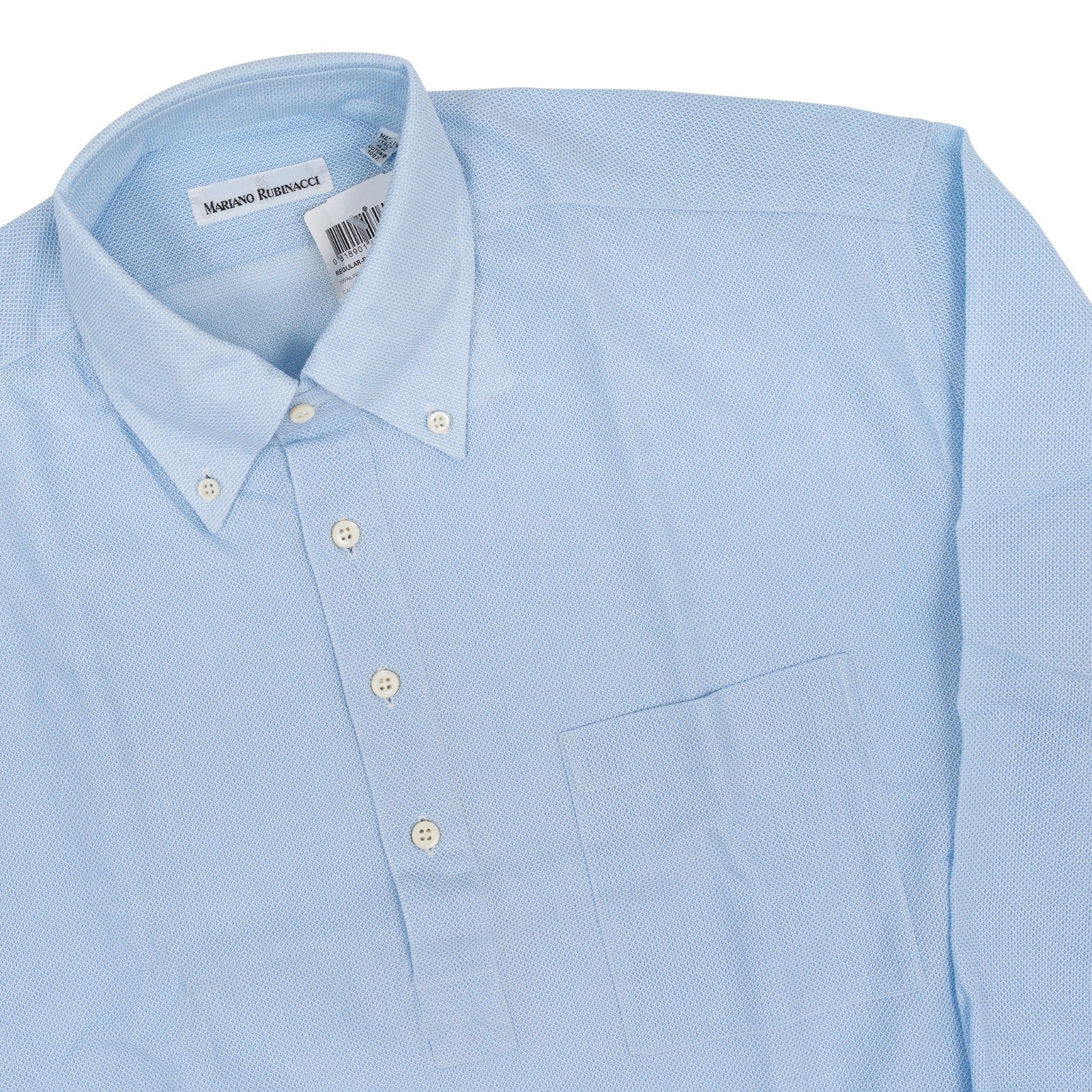 425$ RUBINACCI NAPOLI Blue Popover Shirt Cotton Button Down Classic Fit  1S