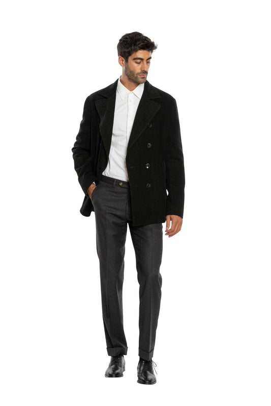 $1950 BOGLIOLI Caban Peacoat Coat Blue / Green Cashmere Wool Cotton  40 US 50 EU