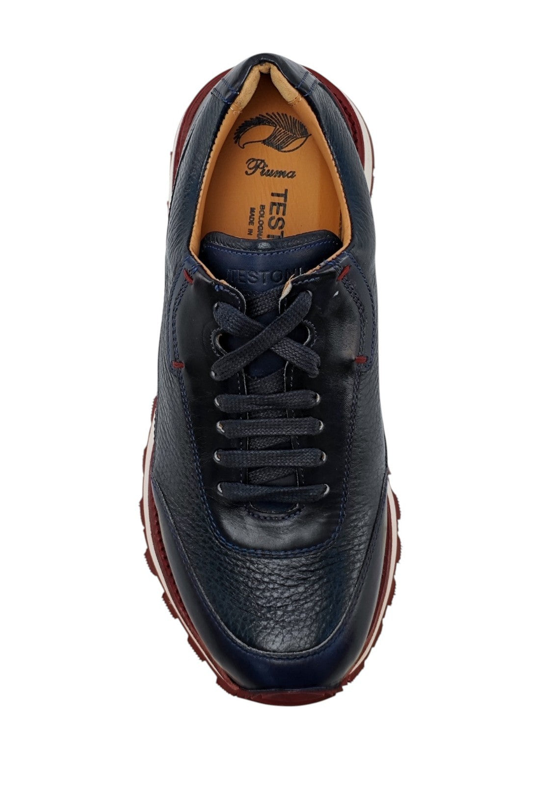 1100$ TESTONI "Moena" Blue Sneaker Nabuk Calf + Deerskin  8 UK / 9  US / 42 IT