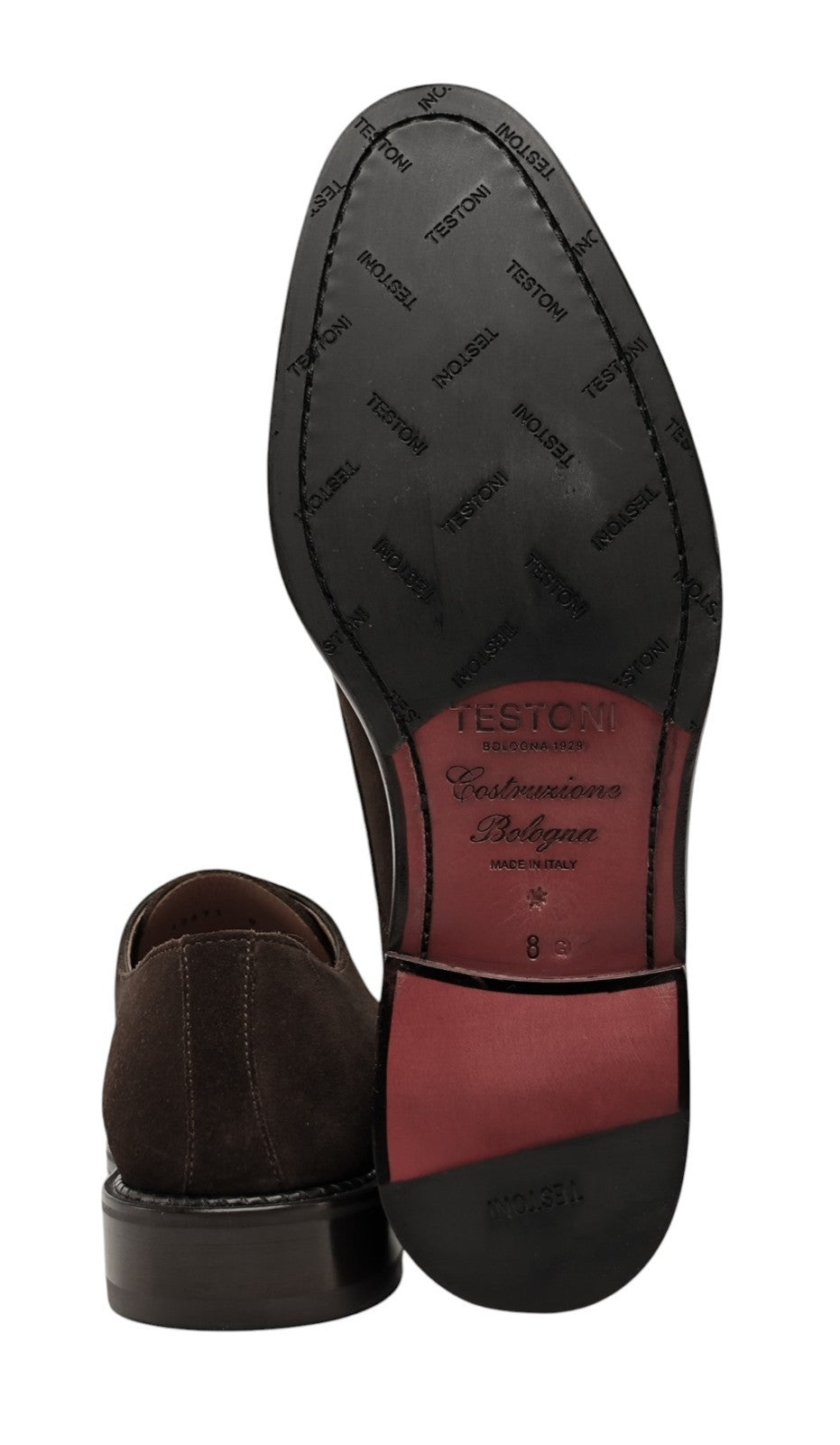 1350$ TESTONI "Venezia" Derby Shoes Suede Calf Brown 8 UK / 9 US / 42 IT