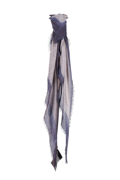 425$ GIORGIO ARMANI Black Label Triangle Foulard Scarf Logo Violet Silk Mix