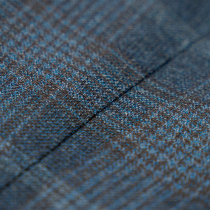 Sartoria DALCUORE NAPOLI Total Hand-Sewn Jacket Sport Coat Wool Blue Glen Plaid