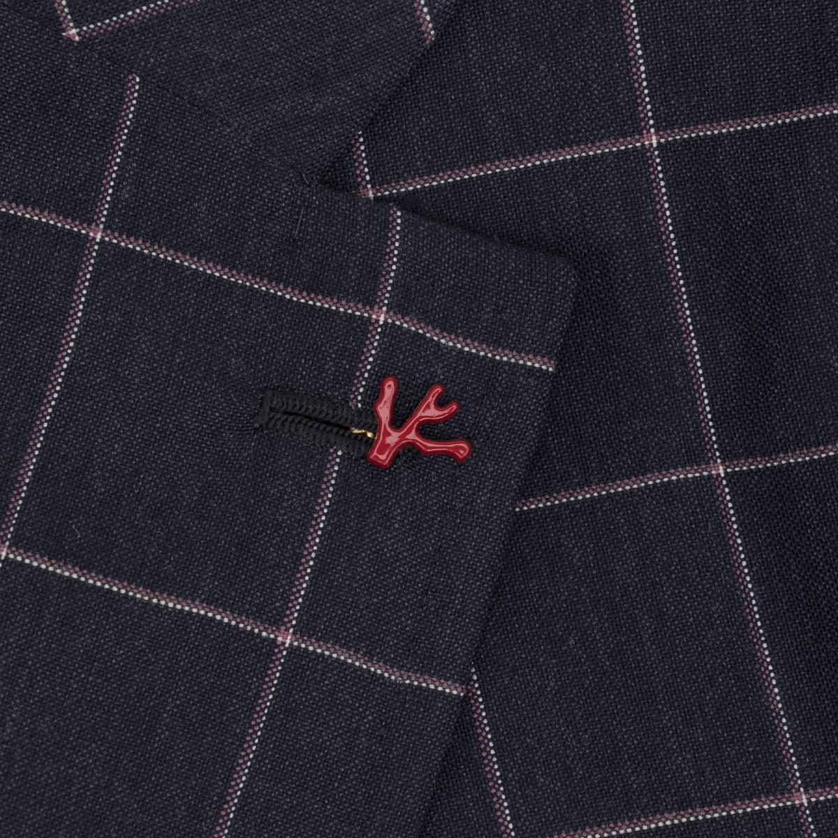 $6600 ISAIA "Capri" Suit Dark Blue - Pink Wool Windowpane 44 US / 54 EU 8R
