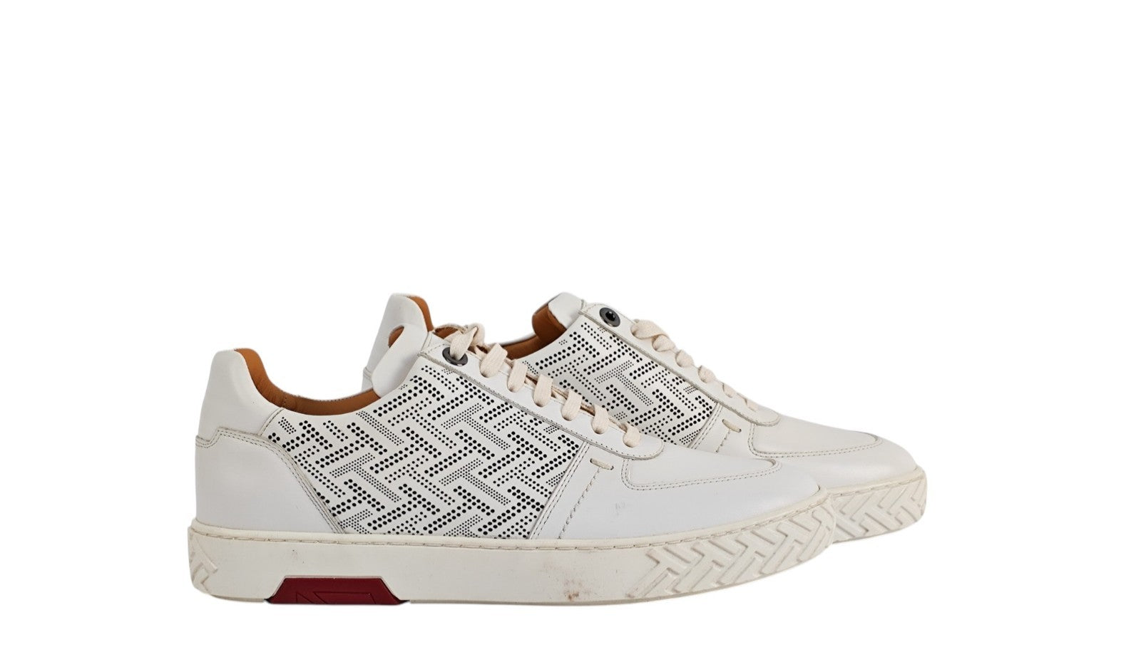 950$ TESTONI Ravenna White Sneaker Perforated Interlock 8 UK / 9  US / 42 IT