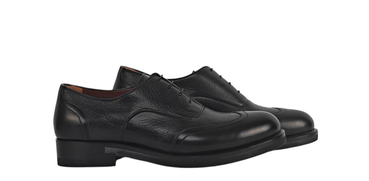 1300$ TESTONI Black Oxford Shoes Deerskin Leather 5.5 UK  / 6.5 US / 39.5 IT
