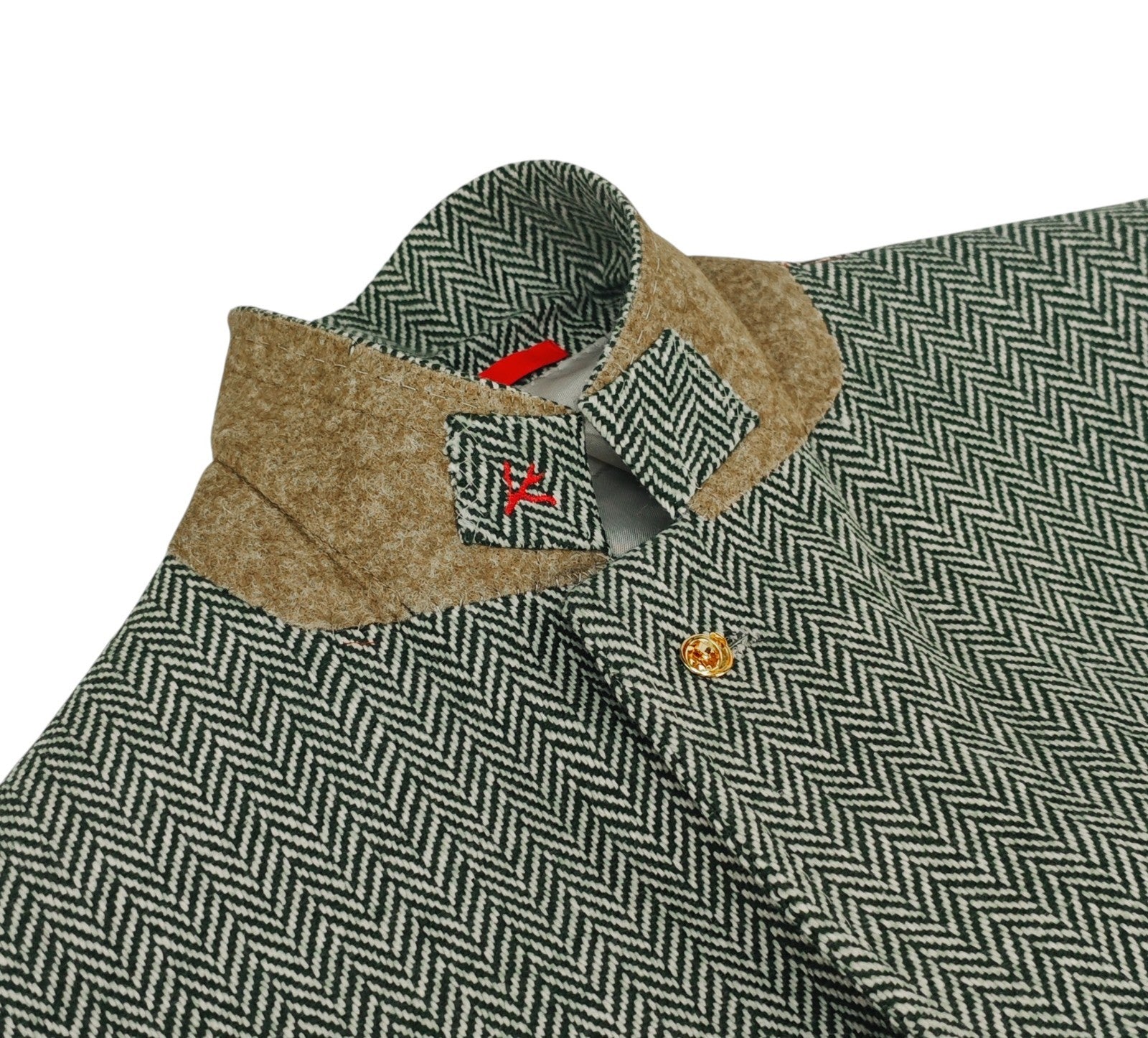 $4650 ISAIA NAPOLI "Capri" Green Herringbone Sport Coat Wool 38 US / 48 EU 8R
