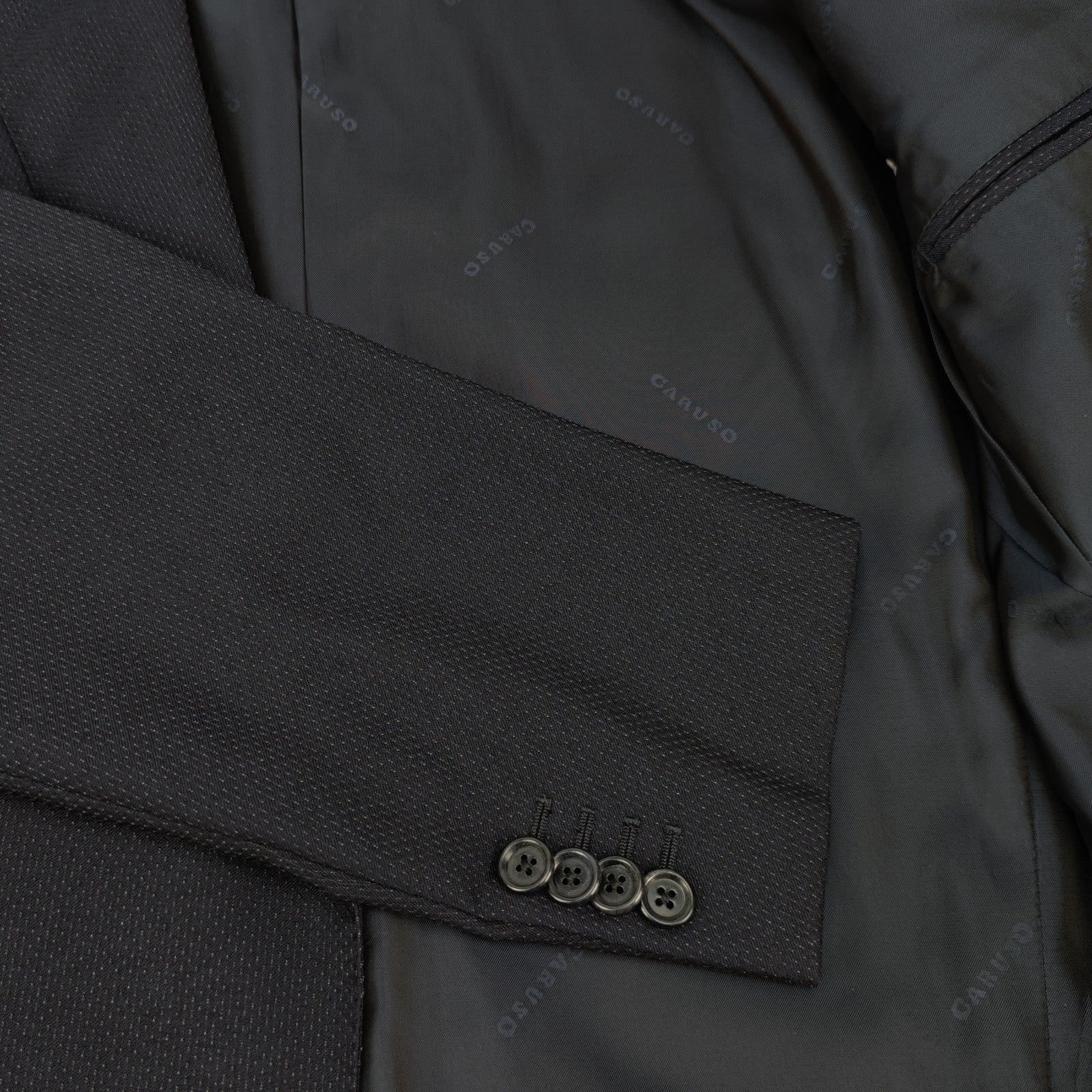 1800$ RAFFAELE CARUSO Blue Navy Suit Super 110s Wool Micro Pattern  40 US 50 IT