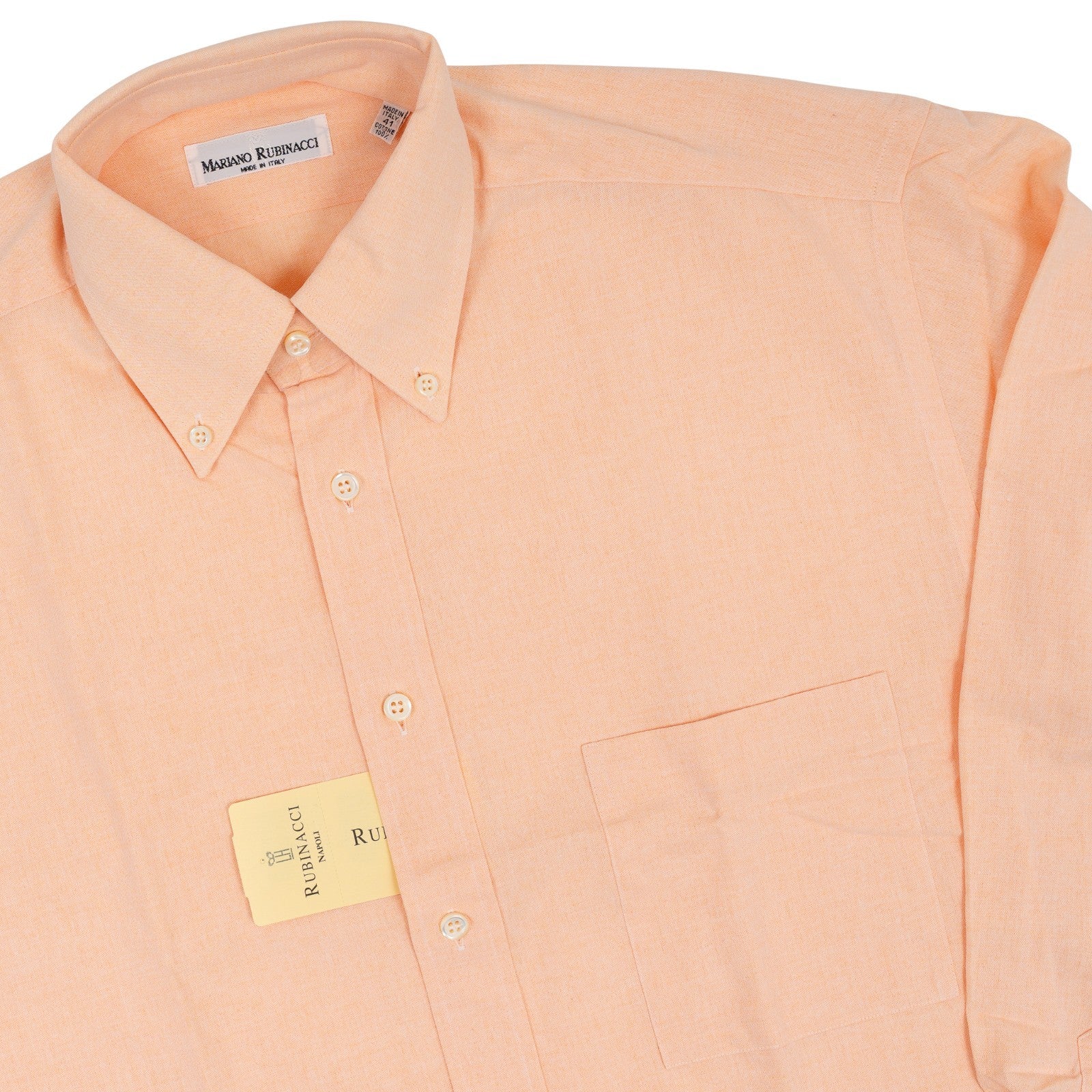 520$ RUBINACCI NAPOLI Light Peach Shirt Cotton Button Down Classic Fit  9Y