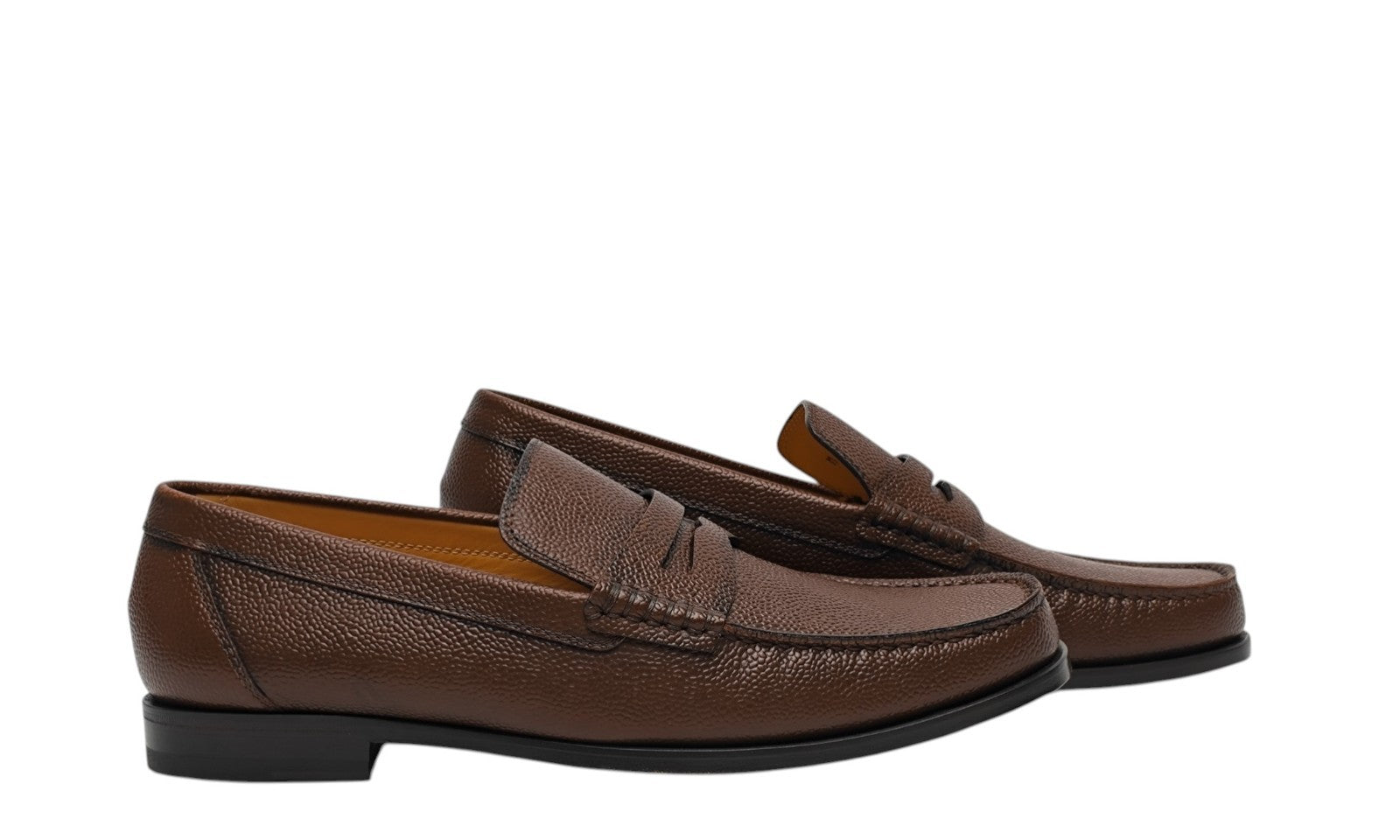 1250$ TESTONI PIUMA Loafer Shoes Brushed Caviar Calf Caramel 8 UK / 9 US / 42 IT