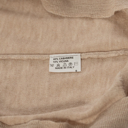 $2000 FEDELI CASHMERE Beige Crewneck Sweater 90% CASHMERE 10% VICUNA Ultra Rare