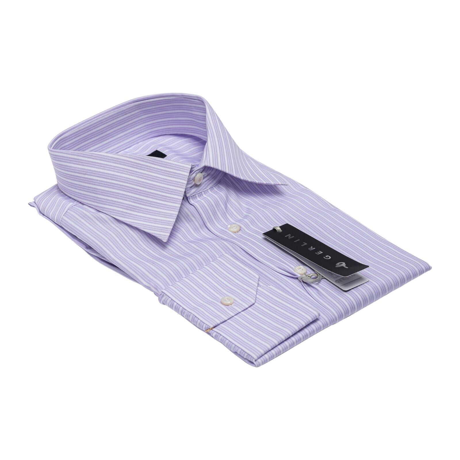 690$ ITALIAN LUXURY GERLIN Shirt Striped Lilac Cotton 16 - 41 3R BIJAN