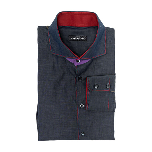 690$ LUXURY GERLIN Shirt Denim ALUMO Cotton 16 - 41 5S BIJAN