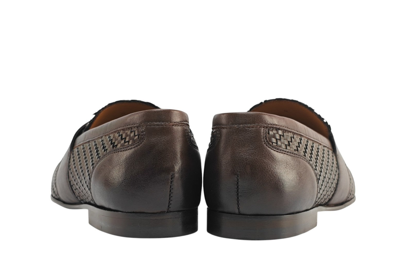 1250$ TESTONI Brown Loafer Shoes Woven Calf 8 UK / 9 US / 42 IT