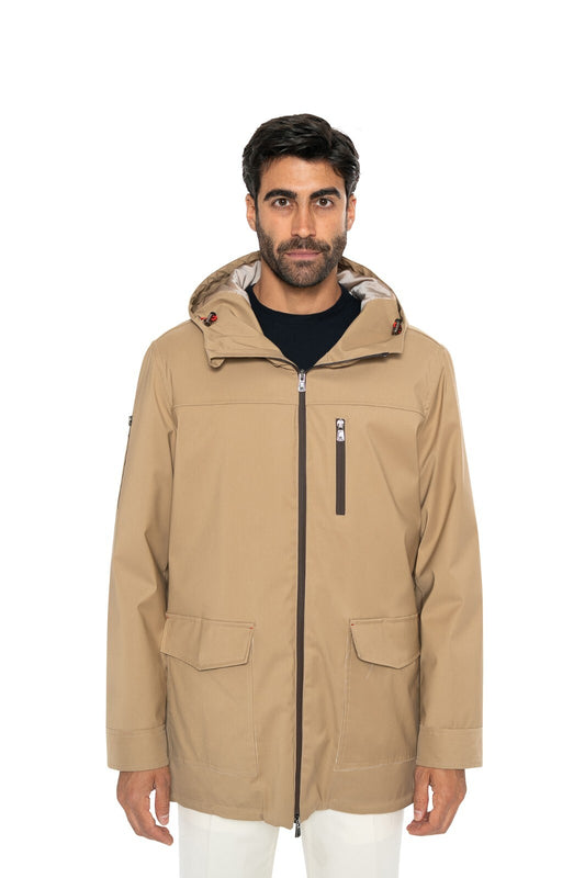$3600 ISAIA NAPOLI Beige Techno Hooded Padded Parka 38 US / 48 EU