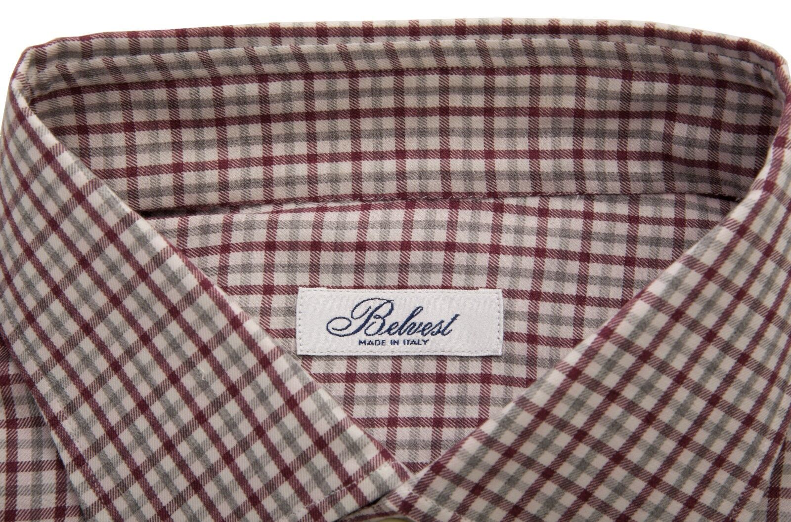 BELVEST by Finamore Napoli Shirt Cashmere / Cotton Checks 16 1/2 - 42 Reg