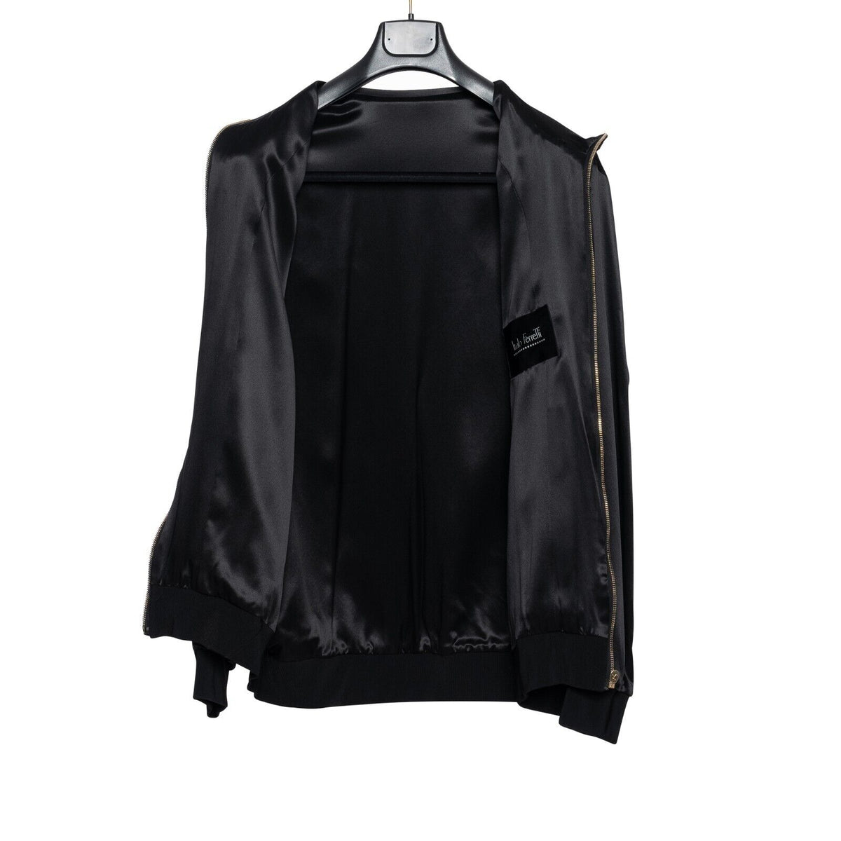 2000$ ITALO FERRETTI Bomber Jacket TOTAL BLACK 100% Silk SATIN 40 US 50 EU BIJAN