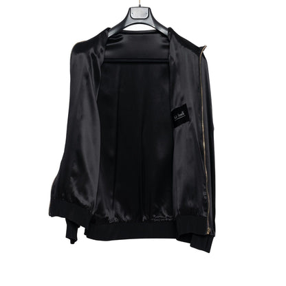2000$ ITALO FERRETTI Bomber Jacket TOTAL BLACK 100% Silk SATIN 40 US 50 EU BIJAN