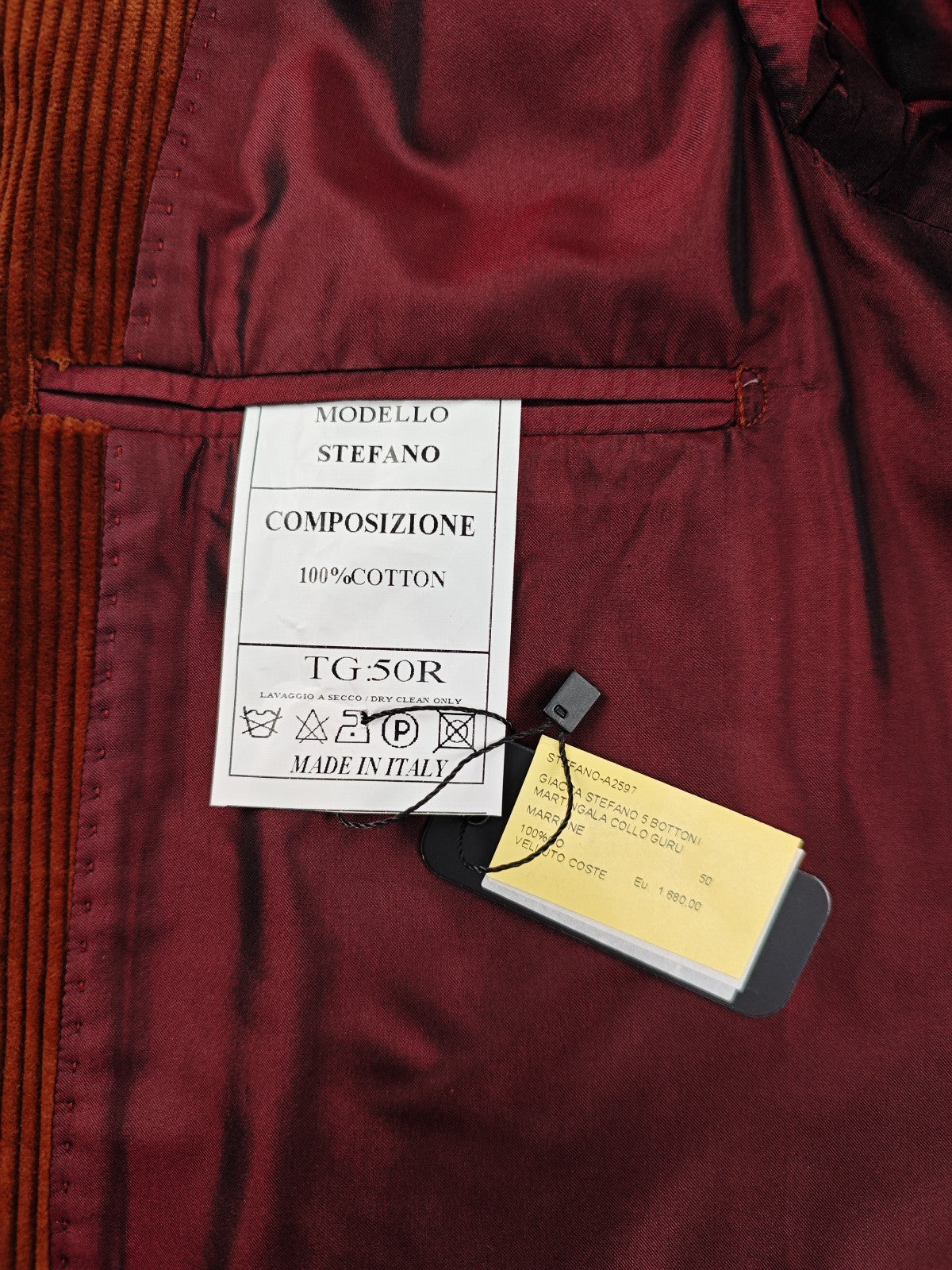 $1960 RUBINACCI NAPOLI "Stefano" Brown Guru Sahariana Jacket Corduroy Cotton