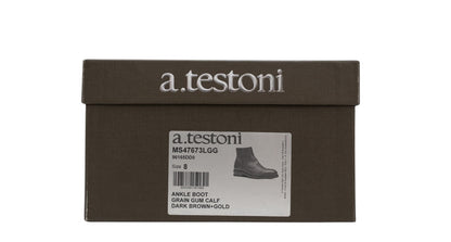 1550$ TESTONI Ankle Zip Boot Shoes Grain Calf Dark Brown 8 UK / 9 US / 42 IT