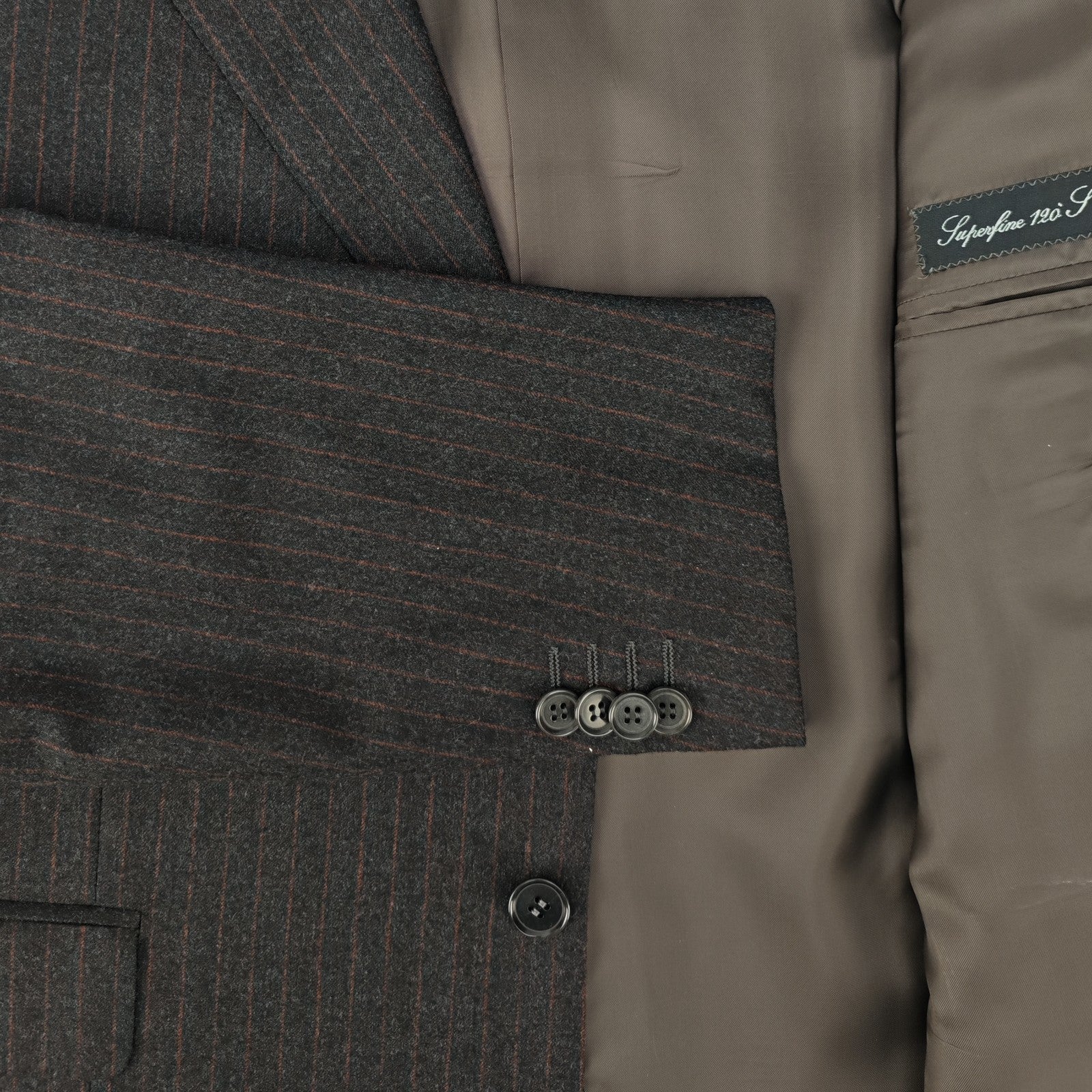 MACO by RAFFAELE CARUSO Gray Pinstripe Suit Superfine 120's Wool 46 US / 56 IT