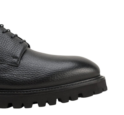 1050$ TESTONI "Custoza" Derby Deer + Fur Lining Black 8 UK / 9 US / 42 IT