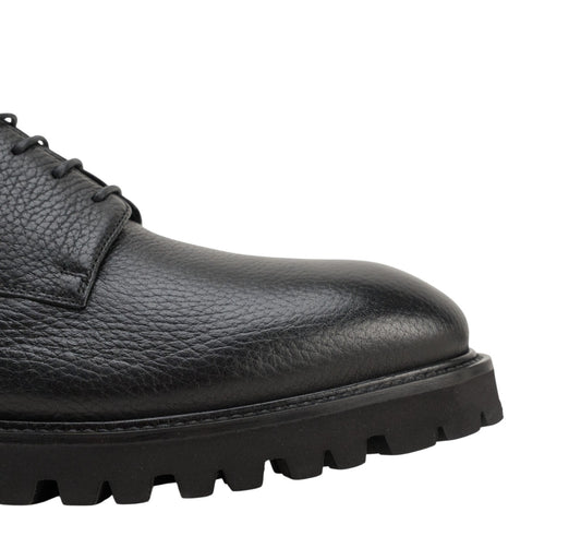 1050$ TESTONI "Custoza" Derby Deer + Fur Lining Black 8 UK / 9 US / 42 IT