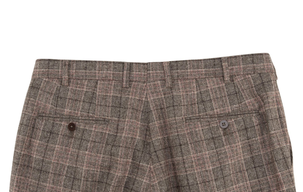 $6850 ISAIA NAPOLI "Capri" Gray - Dark Pink Suit Flannel Wool 40 US / 50 EU 7R
