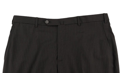 $6600 ISAIA "Gregorio" Black Hand-Sewn Suit Fine Wool Striped 44 US / 54 EU 7R