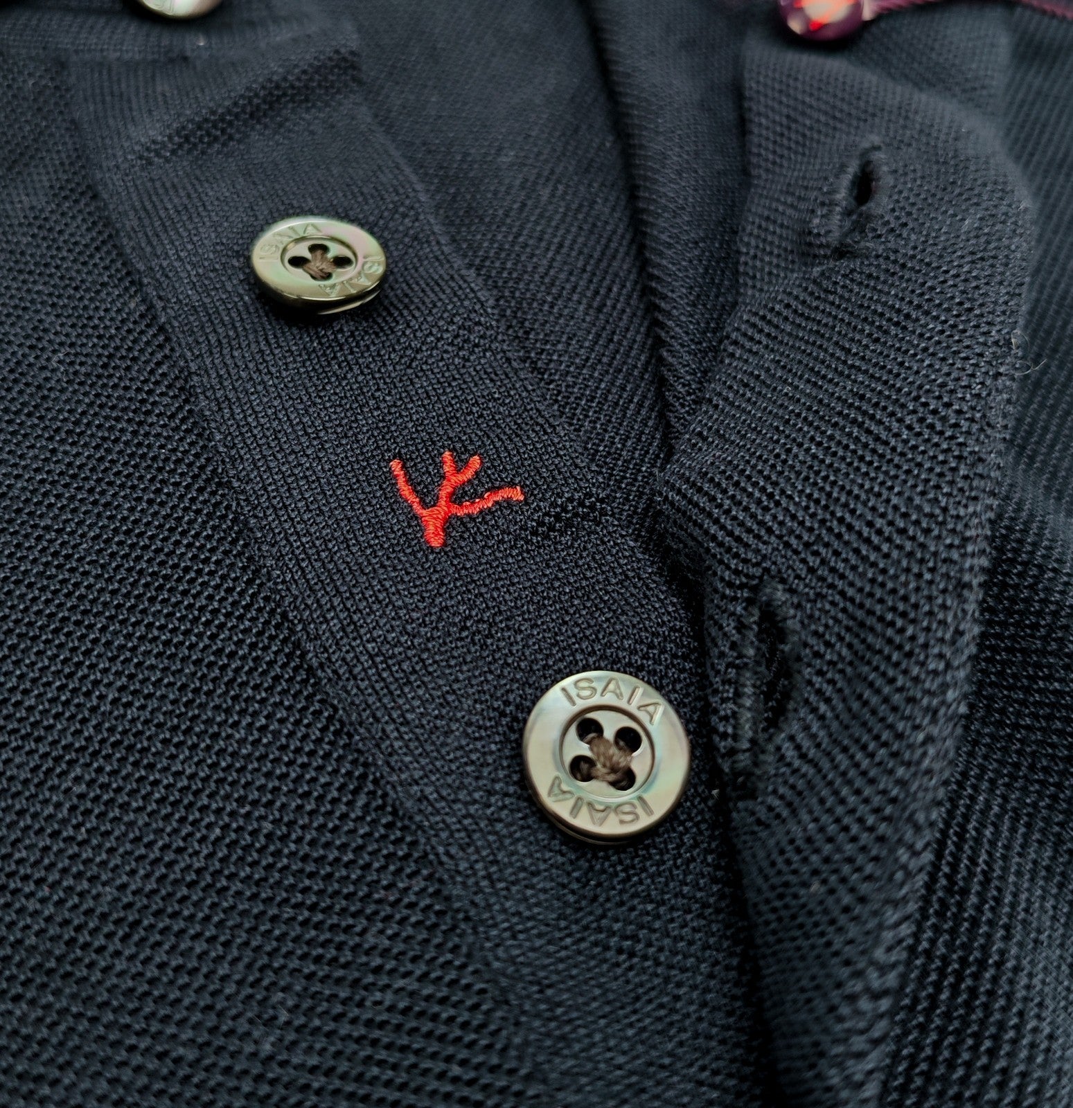 1450$ ISAIA NAPOLI Blue Navy Polo Long Sleeve Sweater Knit 100% Silk  M