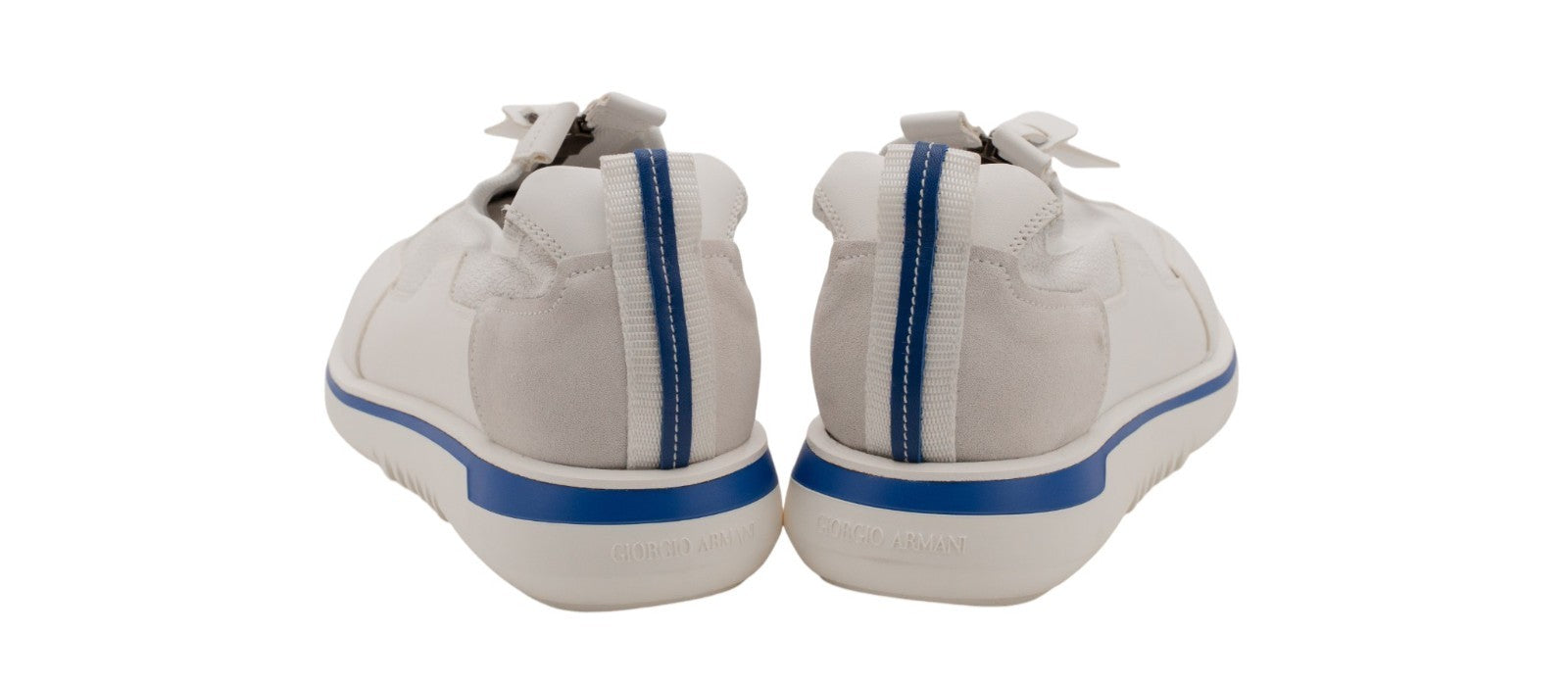 1450$ GIORGIO ARMANI Shoes Sneakers White Zip-Up Low-Top Leather 7 UK 8 US 41 IT