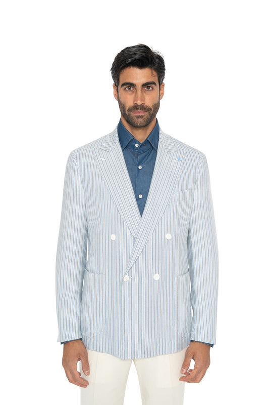 LIMITED EDITION!! ISAIA Blue Double Breasted Sport Coat Cotton 40 US / 50 EU 8R