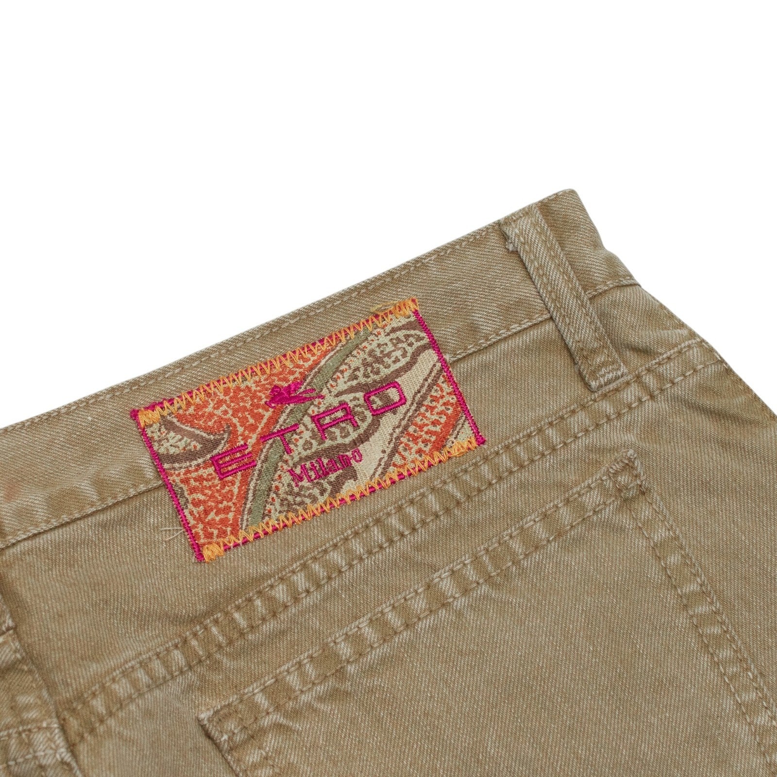 850$ ETRO MILANO Pant Jeans Beige Cotton Denim Bootcut - Made in Italy