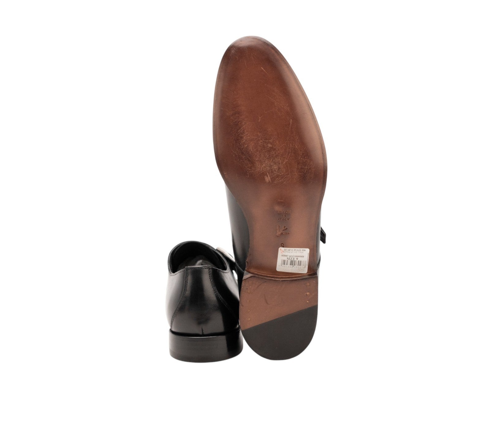 ISAIA NAPOLI Black Calfskin Leather Monk Strap Shoes 9 UK / 10 US / 43 IT