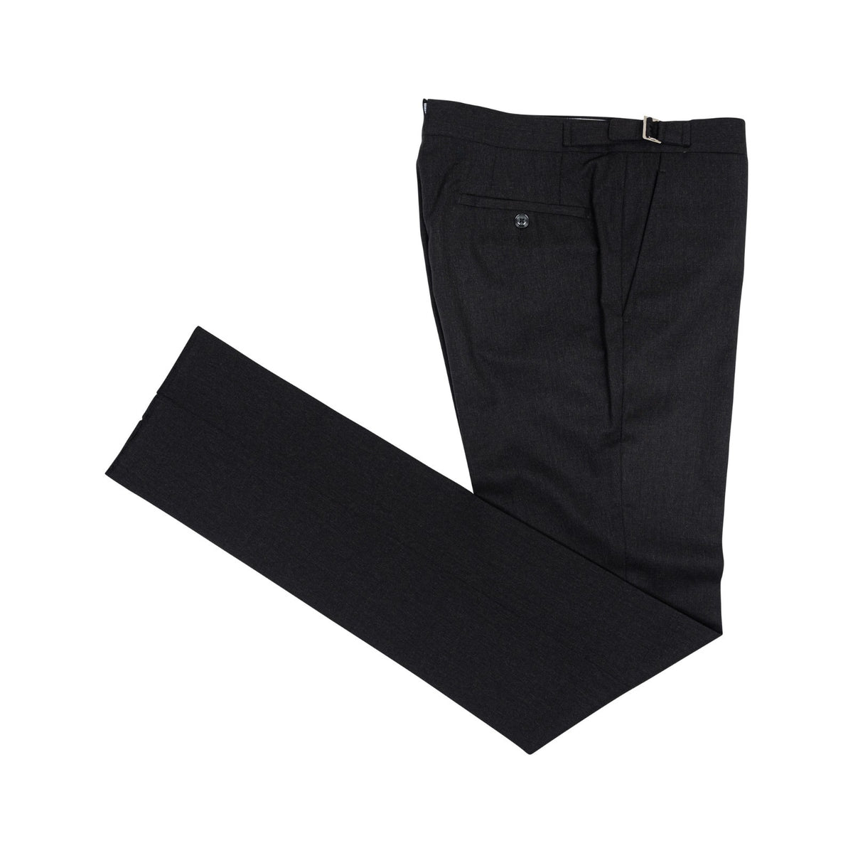 670$ RUBINACCI NAPOLI Charcoal Worsted Wool Dress Pant Handmade in Napoli