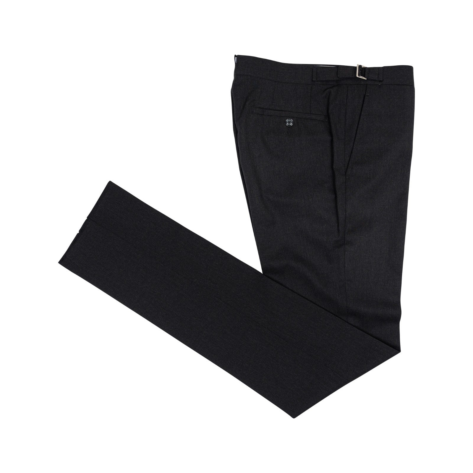 670$ RUBINACCI NAPOLI Charcoal Worsted Wool Dress Pant Handmade in Napoli