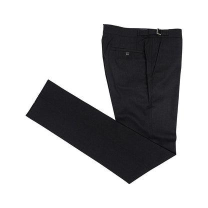 670$ RUBINACCI NAPOLI Charcoal Worsted Wool Dress Pant Handmade in Napoli