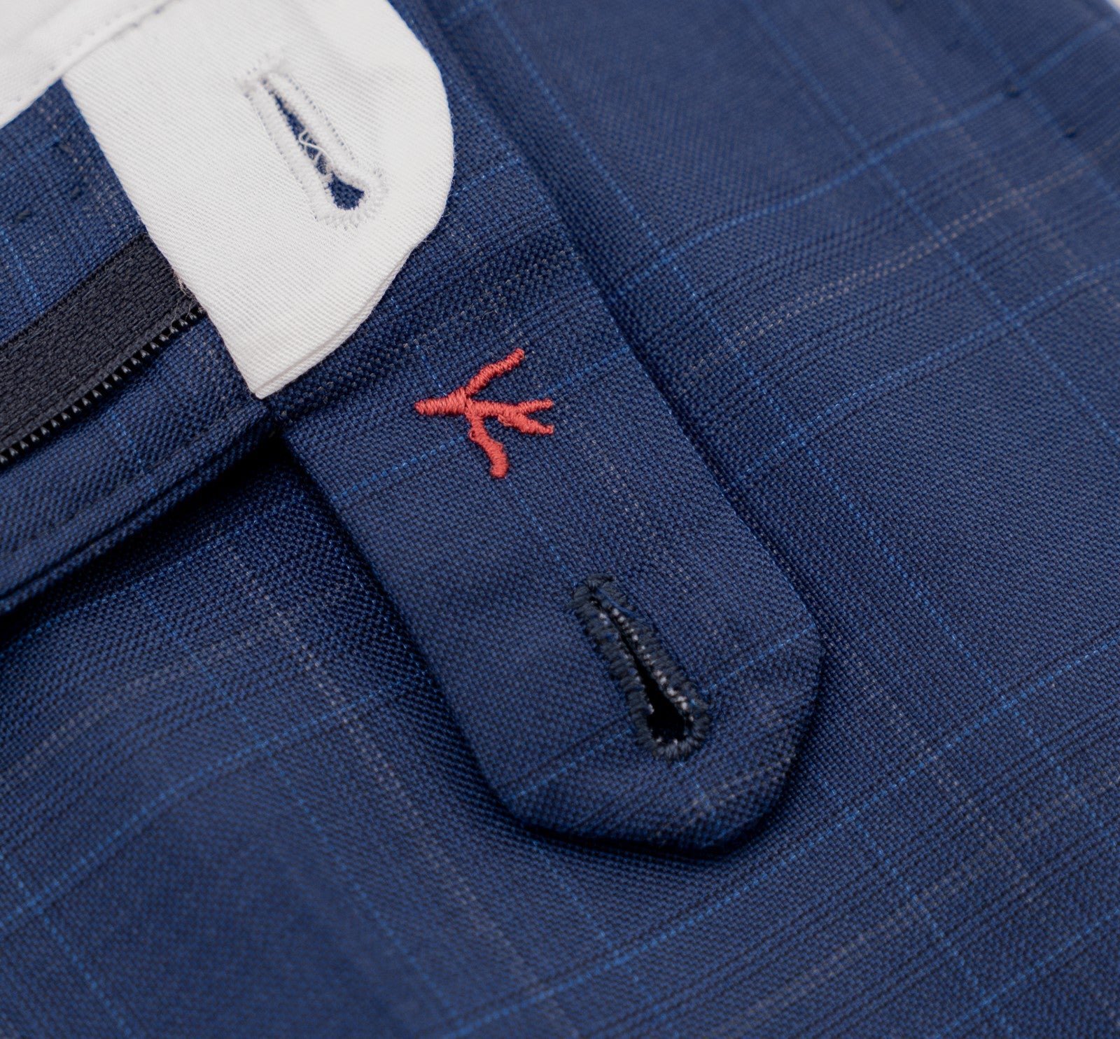 1550$ ISAIA Hand-Sewn Tapered Dress Pant Fine Wool Blue Checks 34 US / 50 EU 7R