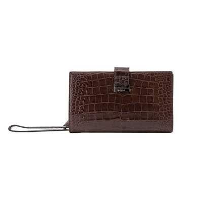 $4200 Testoni Bologna Moro Clutch Bag Travel Wallet Genuine Alligator