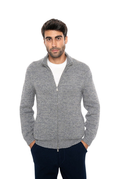 $2000 FEDELI "Favonio" Gray Cardigan Sweater Zip 100% Cashmere 40 US / 50 EU