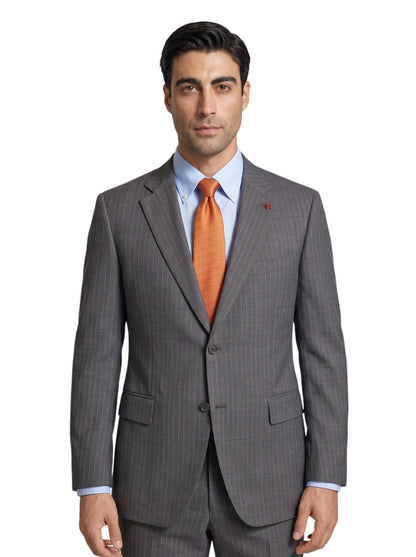 $6790 ISAIA NAPOLI "Gregorio" Gray Suit Hand-Sewn Wool Pinstripe