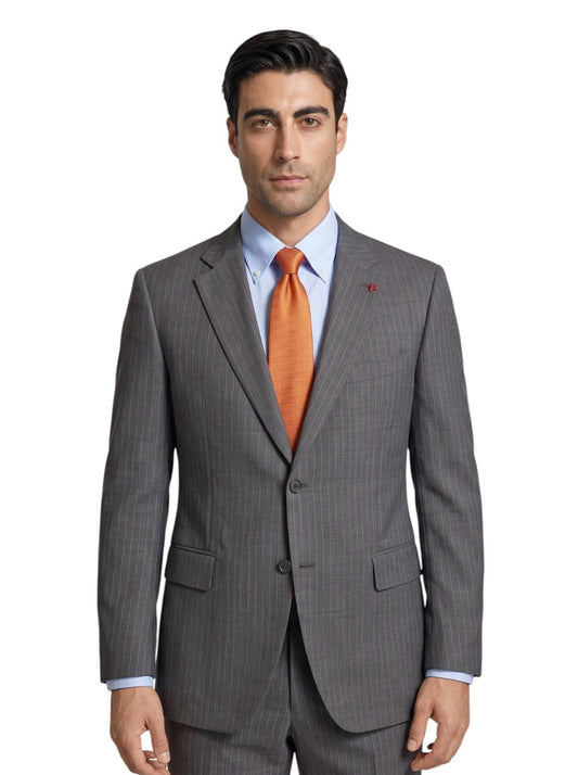 $6790 ISAIA NAPOLI "Gregorio" Gray Suit Hand-Sewn Wool Pinstripe