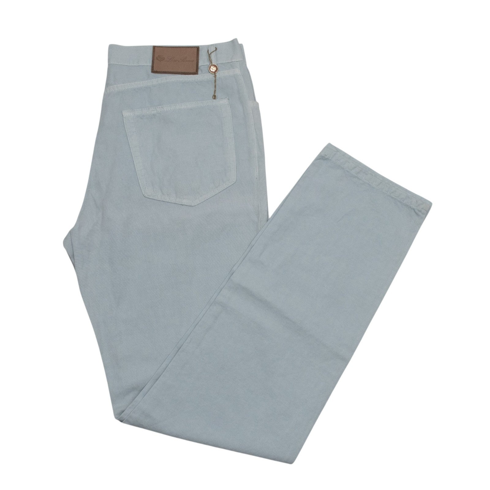850$ LORO PIANA Sky Blue Jeans Pant Cotton Linen Regular Straight 38 US / 54 EU