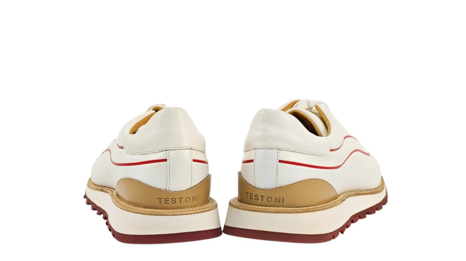 1100$ TESTONI "Moena" Piuma Sneaker Shoes White Calf 8 UK  / 9 US / 42 IT