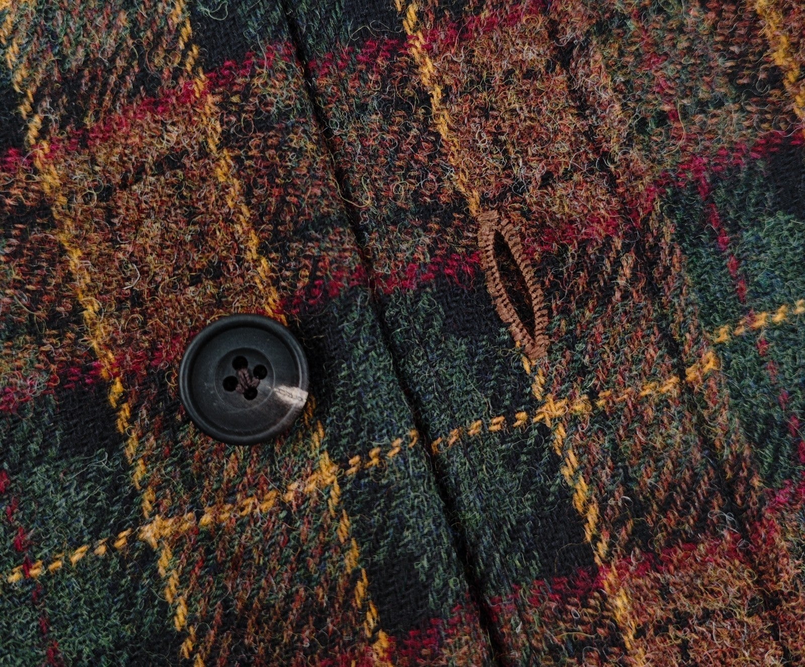 $950 RUBINACCI NAPOLI Brown Green Checks Overshirt Jacket Flannel Wool Size S