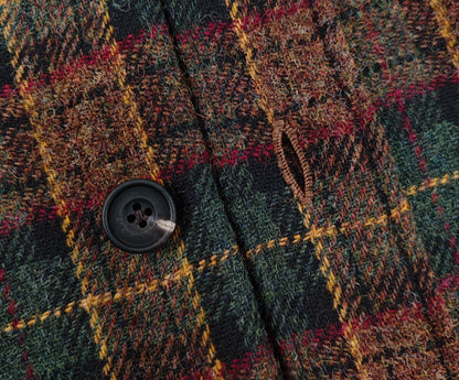 $950 RUBINACCI NAPOLI Brown Green Checks Overshirt Jacket Flannel Wool Size S