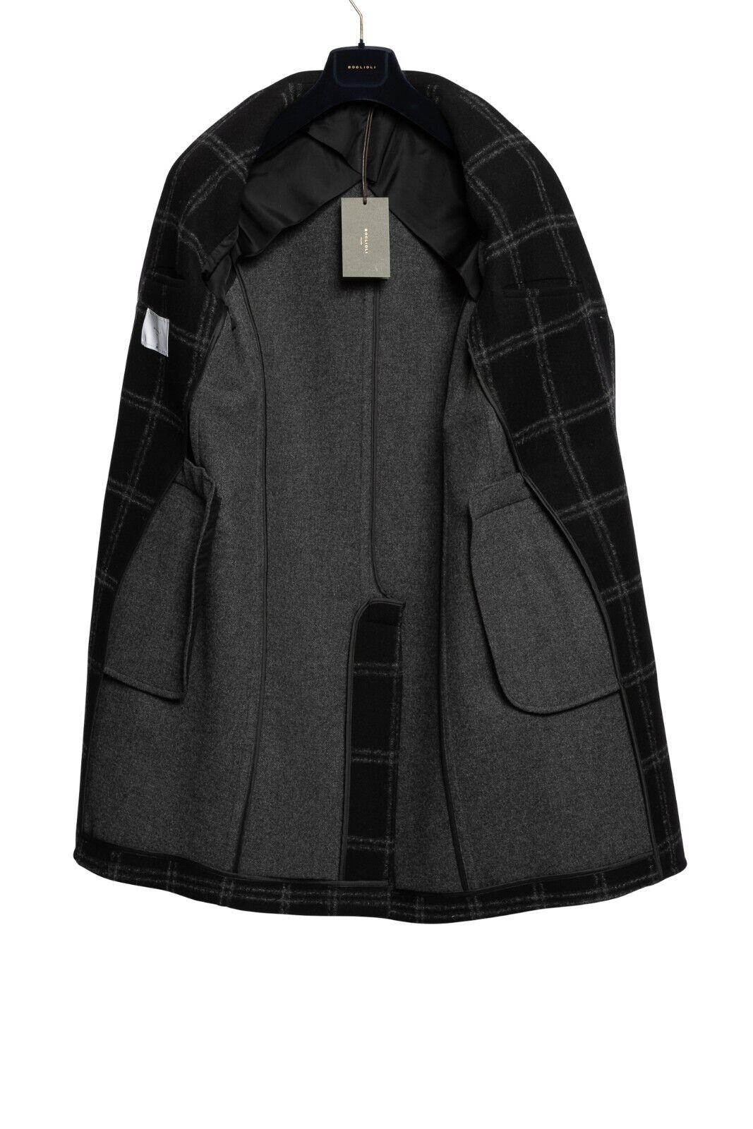 $1600 BOGLIOLI Single Braested Black Coat K.Jacket Flannel Wool 38 US / 48 EU